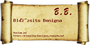 Blázsits Benigna névjegykártya